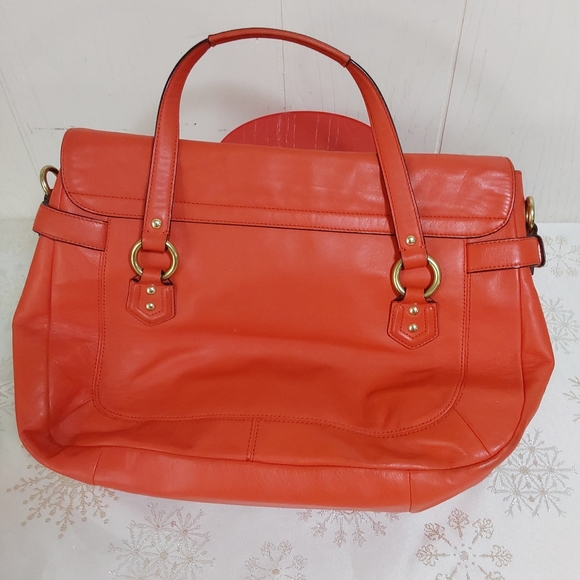 Coach Campbell orange leather Eva flap satchel(missing shoulder strap) - Picture 2 of 8